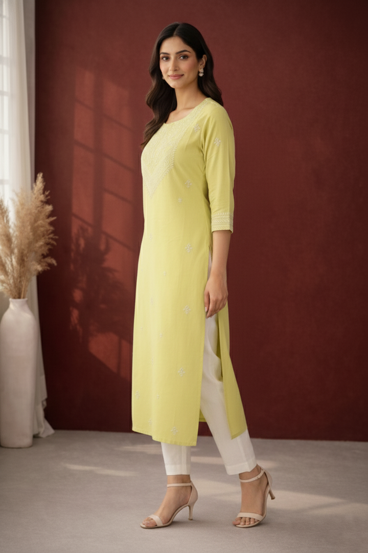 Chandri Mint Embroidered Kurti