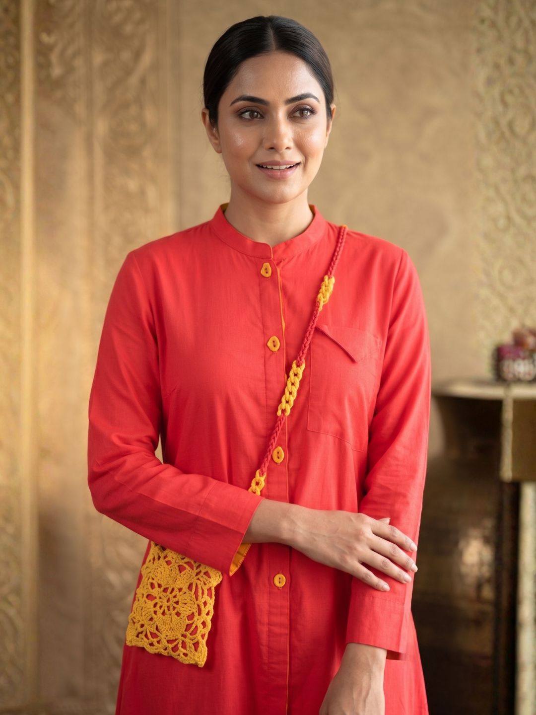 Niharika Apricot cotton Dress