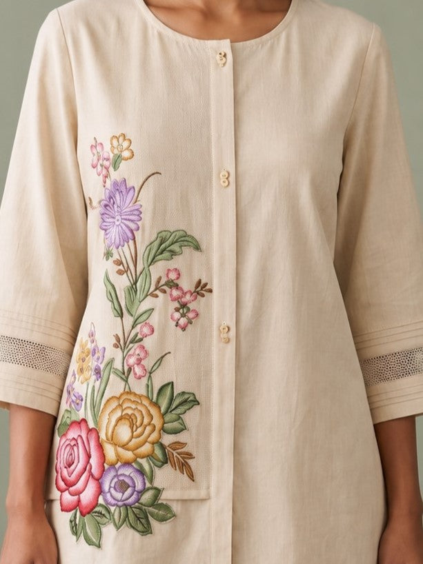 Gaur Tyran Embroidery Embroidery Cotton Co-Ord Set