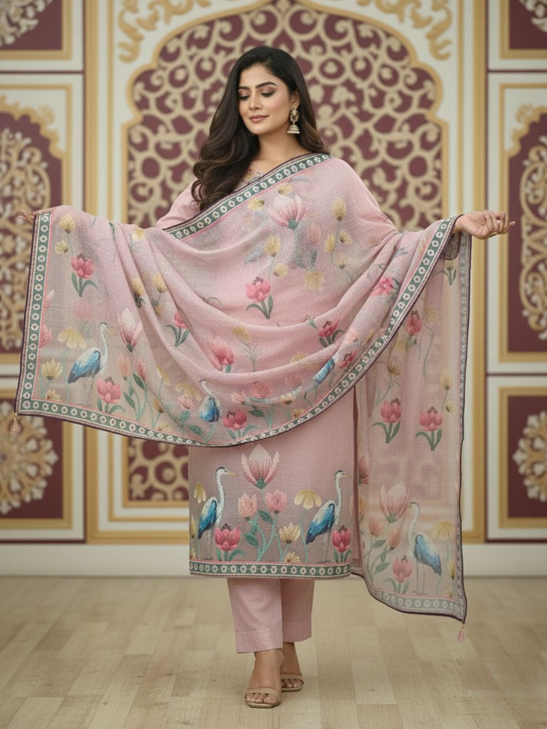 Reet Mauve Printed Work Suit Set