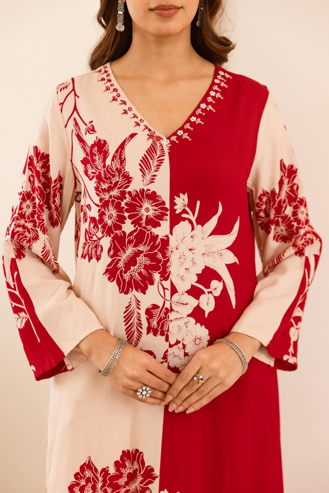 Karen cranberry cotton kurta pant set