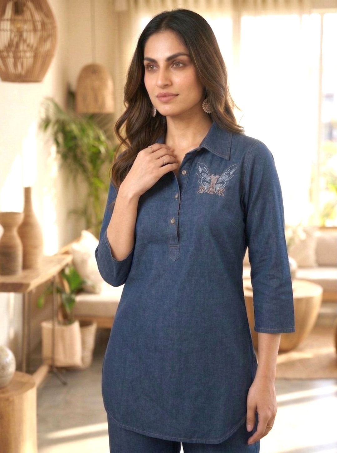Prisha usafa denim co-ord set