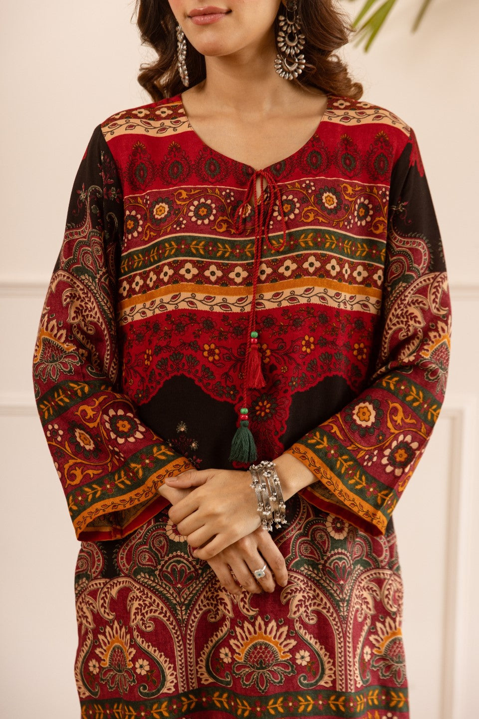 Karen carmine printed co-ord set