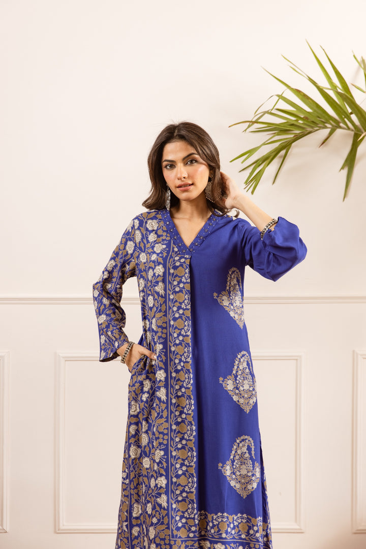 Karen Twilight printed cotton. Kurta pant set