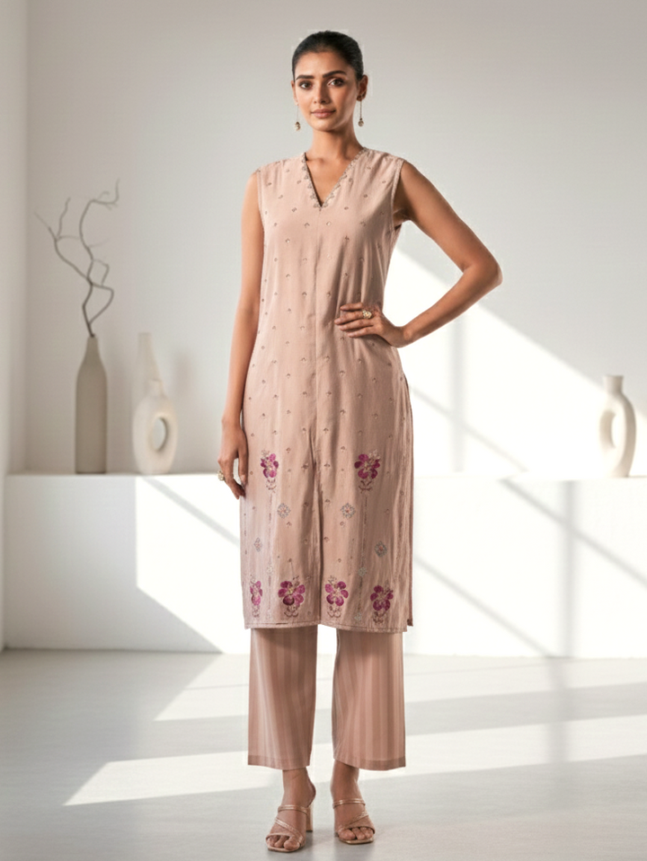 Alena Tan Work Co-ord Set comes with Stole