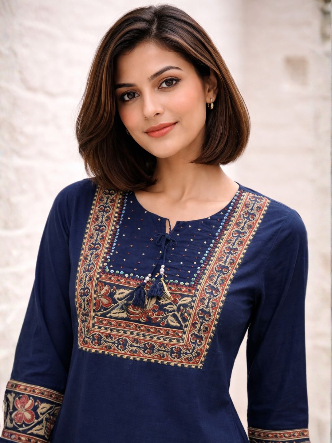 Vairagi Indi Printed Work Cotton Kurta Pant Set