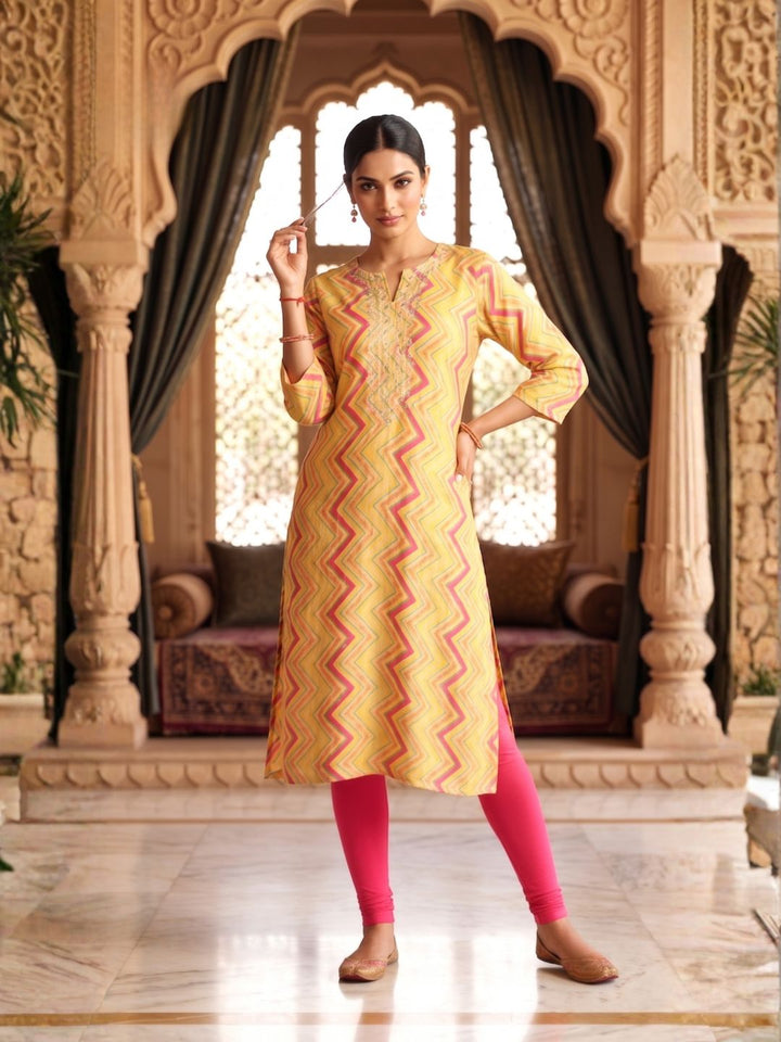 Palki Apricot Printed Work Kurta