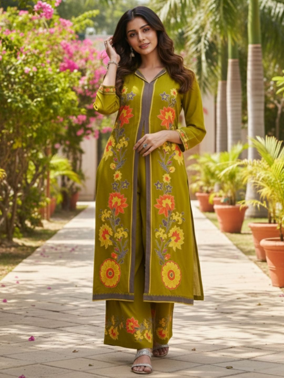 Sonpal sage printed kurta pant set