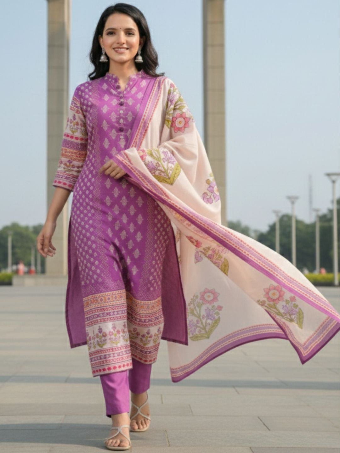 Shanti Orchid Printed Suit Set