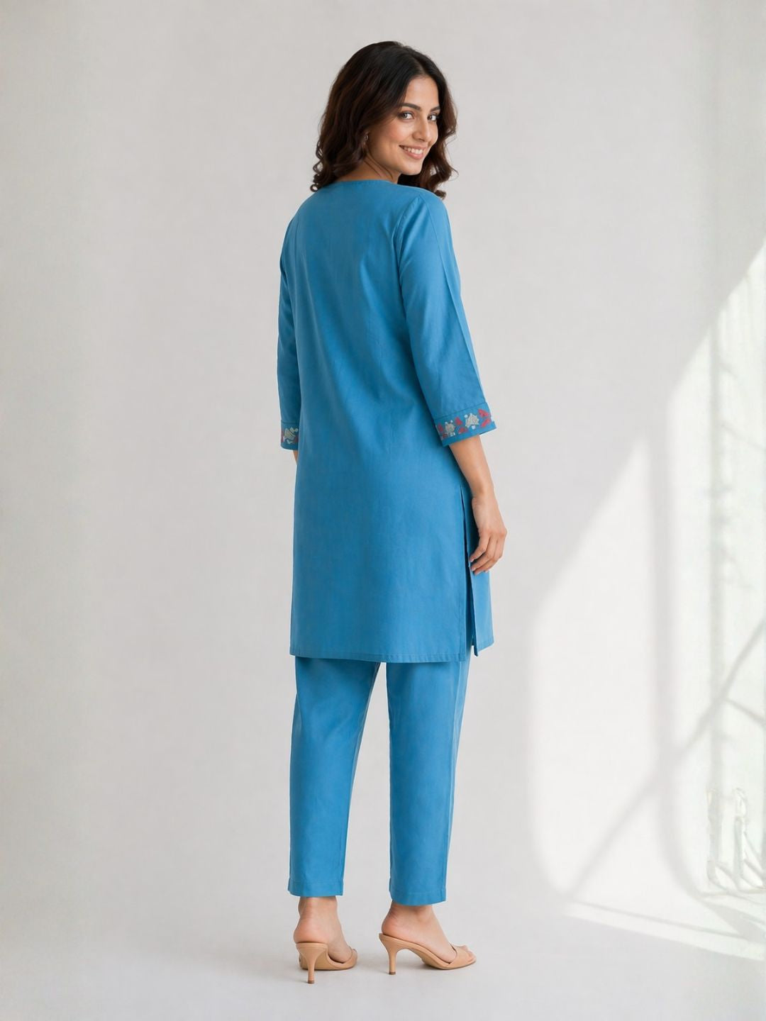Jayna Cobalt Embroidered Kurta Pant Set