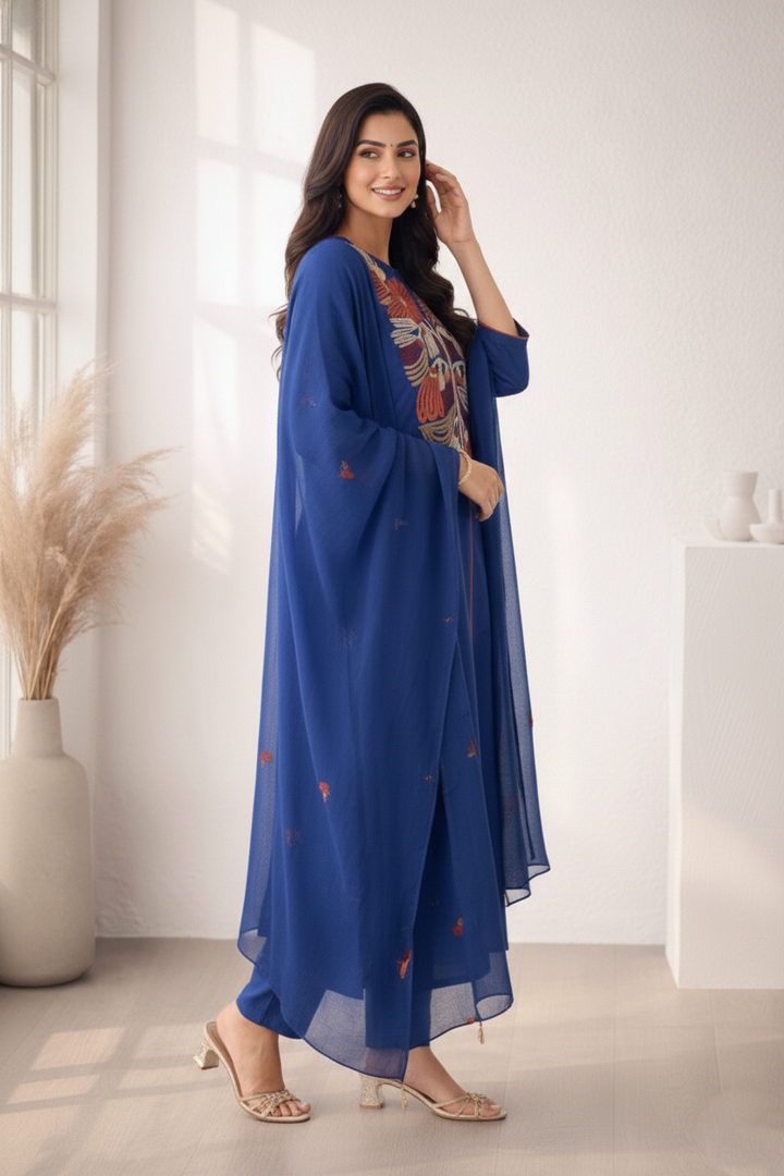 Viyona Ink Embroidered Suit Set