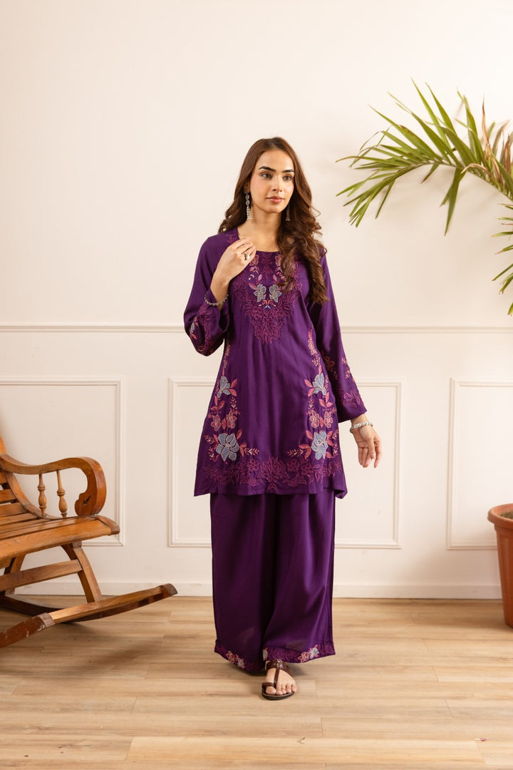 Karen grape embroidery cotton co-ord set