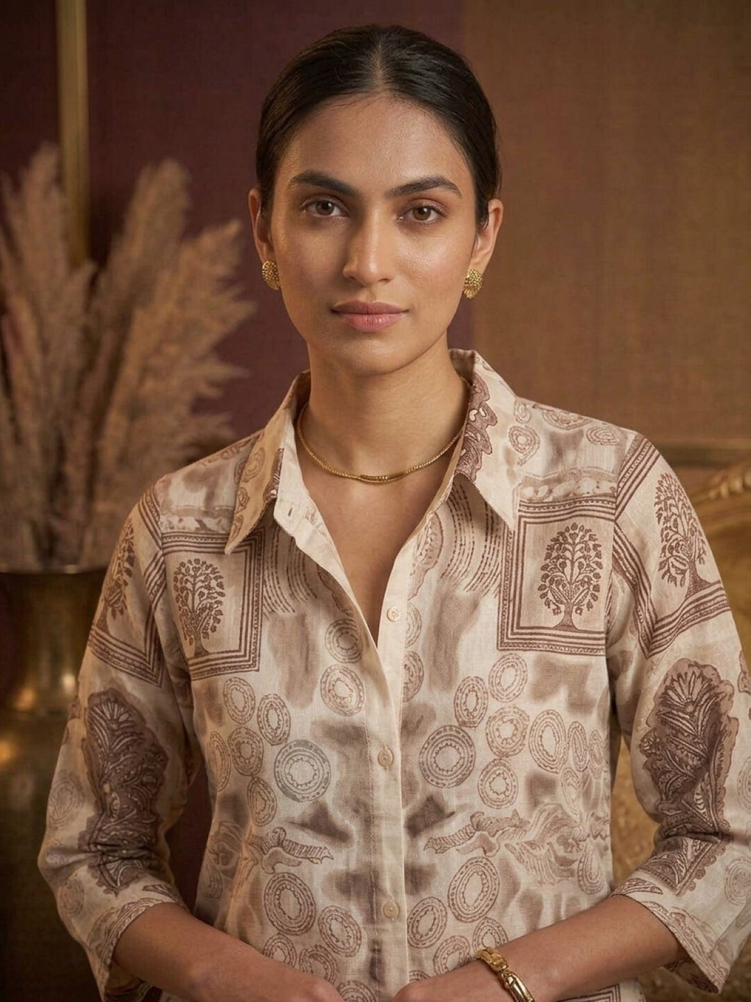 Akshara tan printed co-ord set
