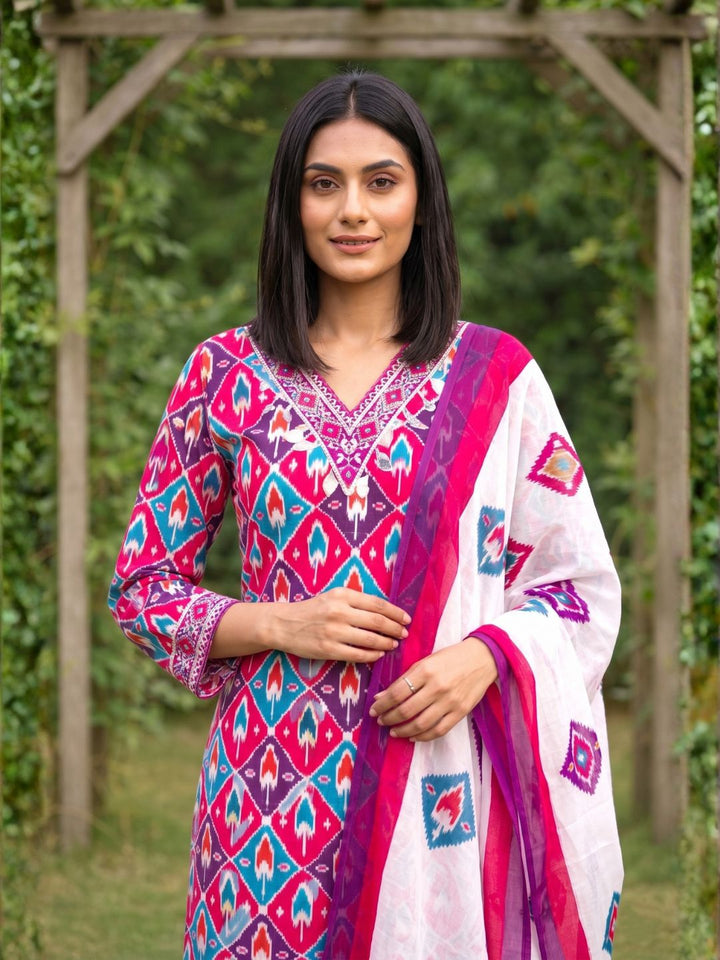 Aranya Ikat Print Premium Pure Cotton Suit Set