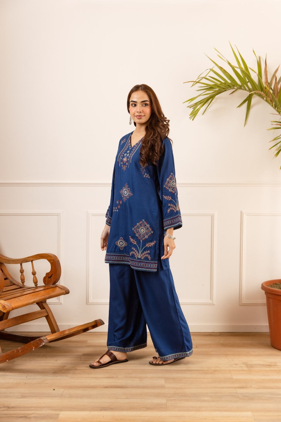 Karen Tufts embroidery cotton co-ord set