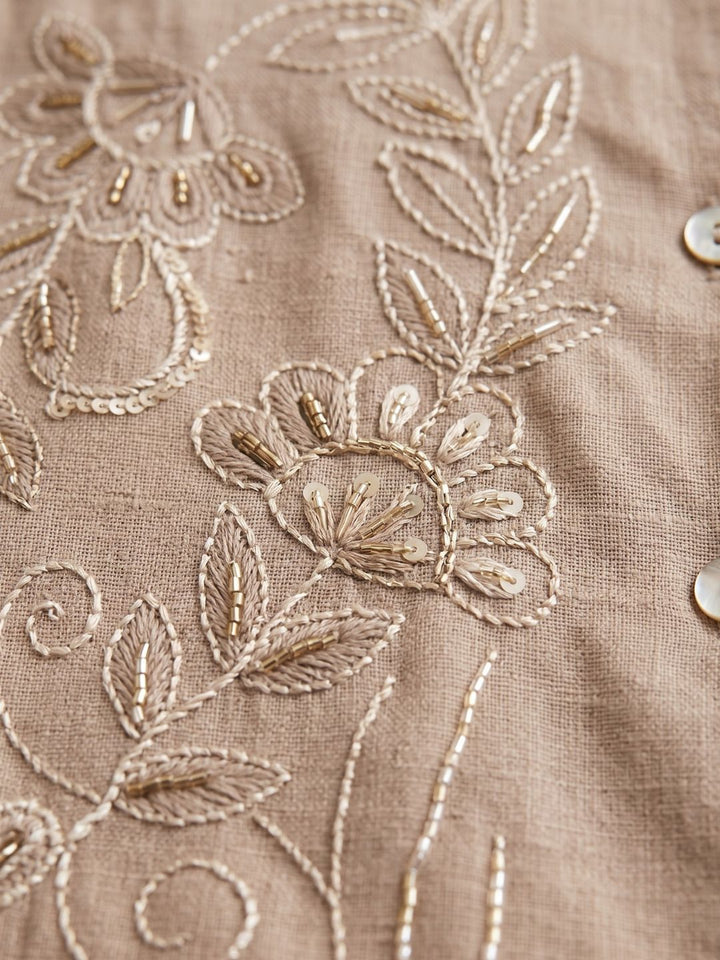 Mihika Hazelnut embroidery waist coat pant set
