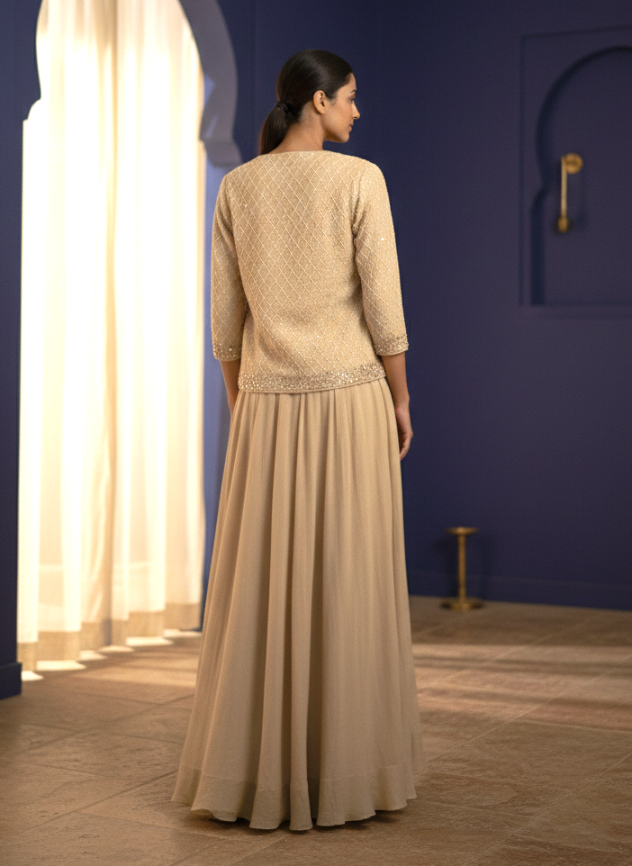 Rasā Pearl Handwork Luxury Fusion Wear Set