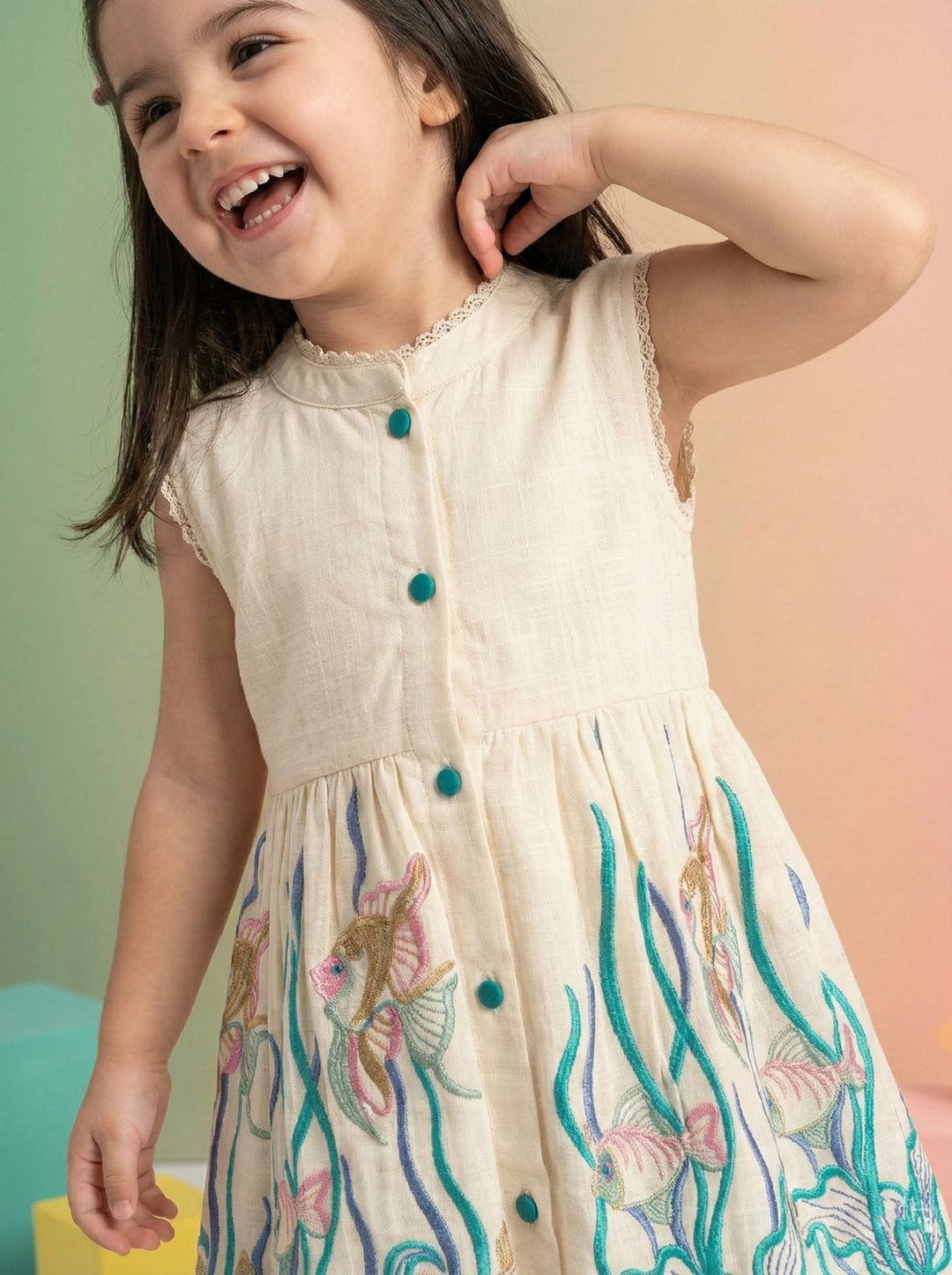 Joy marine embrodiery cotton Dress