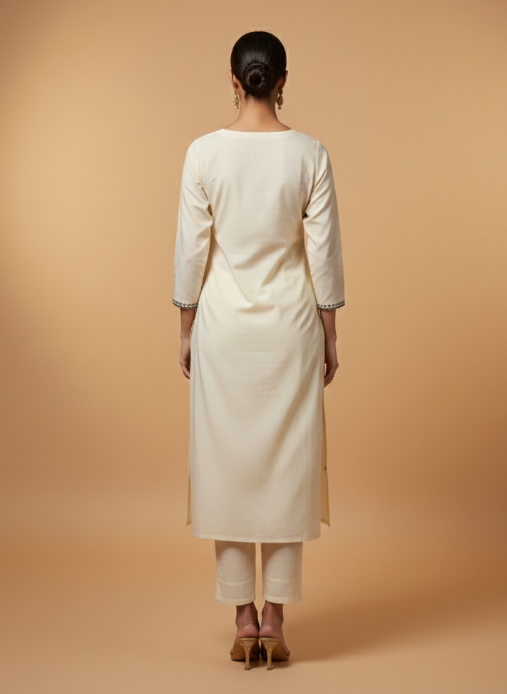 Hardik monochrome embroidery cotton suit set