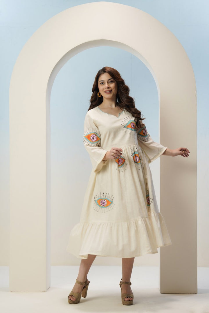 Tatva evil eye embroidery cotton dress