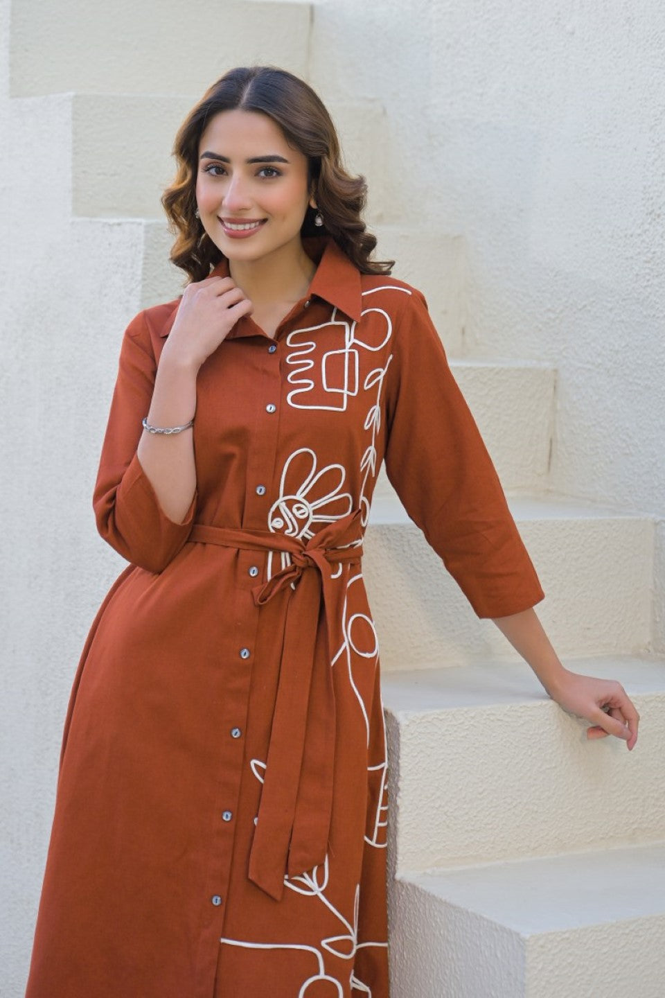 Tatva jasper embroidery cotton dress