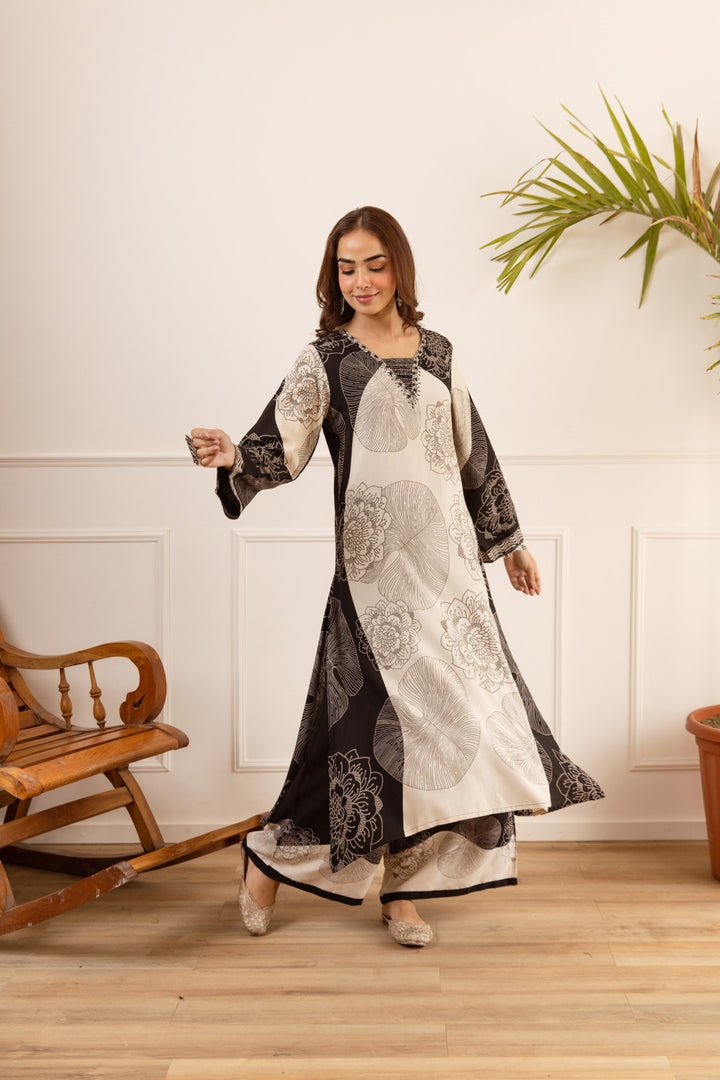 Karen void cotton printed kurta pant set