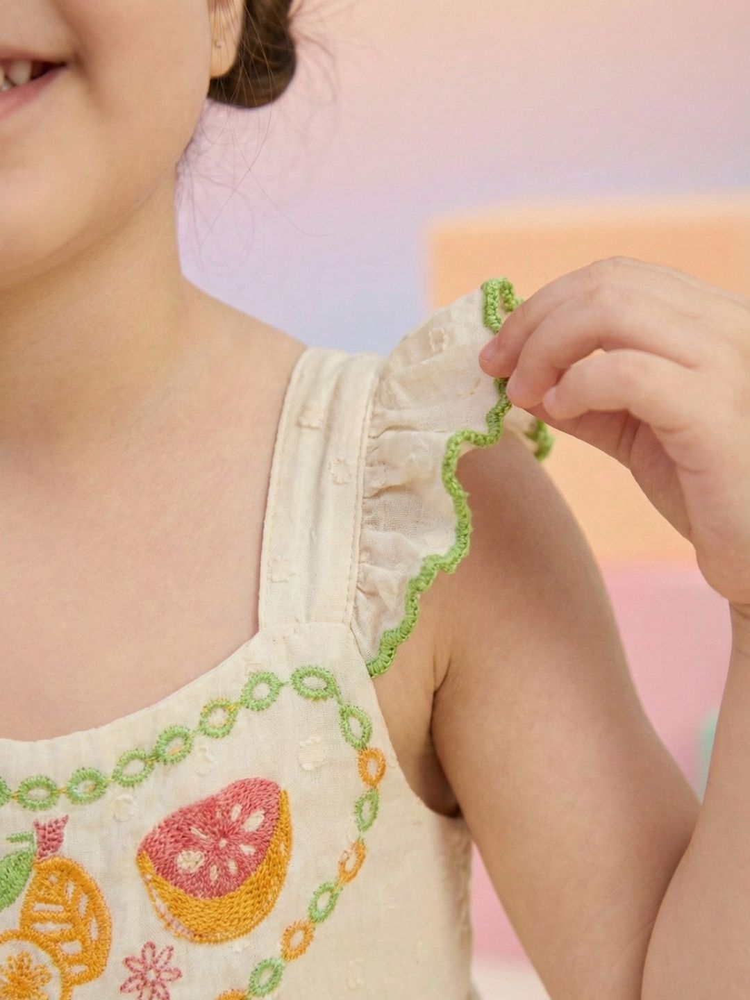 Joy fruit embroidery cotton dress