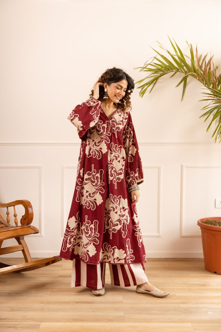 Karen sangria printed cotton co-ord set