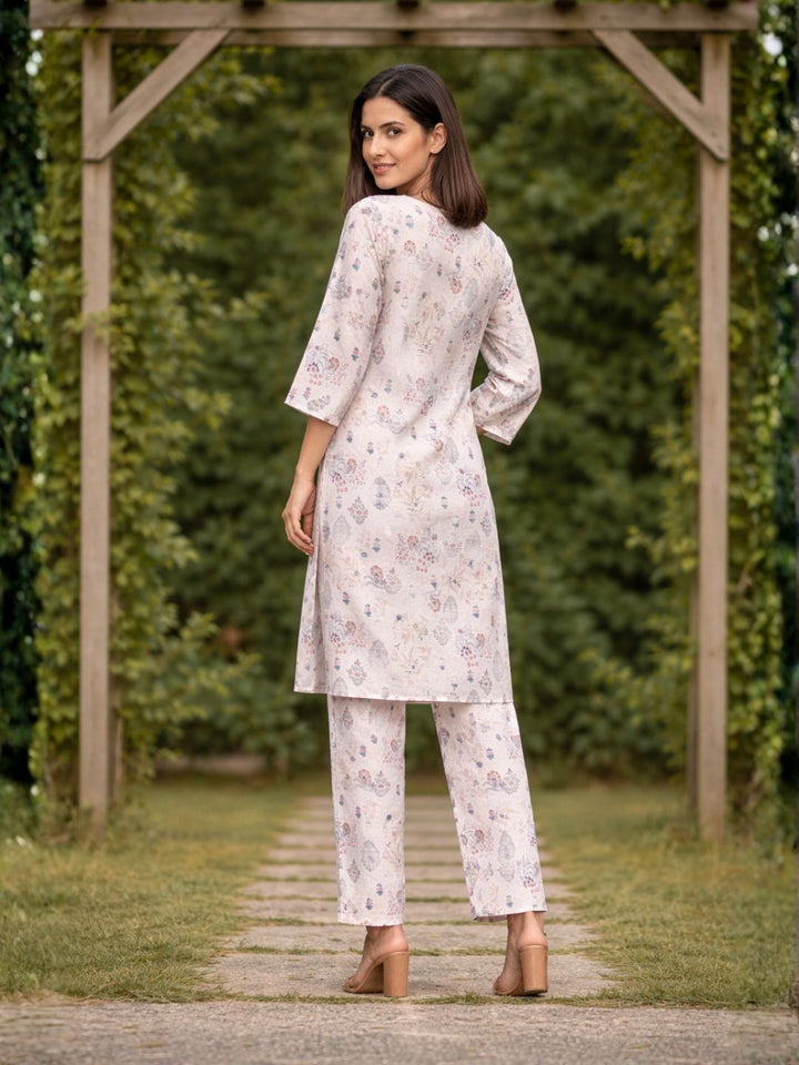 Bindiya Pearl Linen Printed Kurta Pant Set