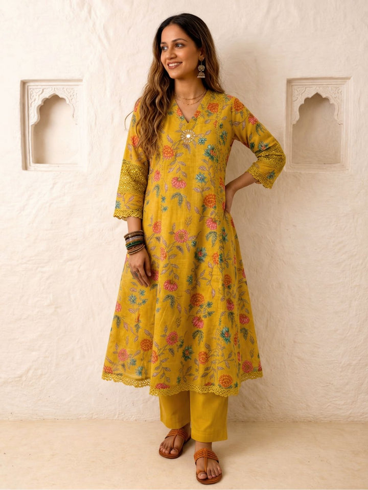 Benisha amber cotton printed suit set
