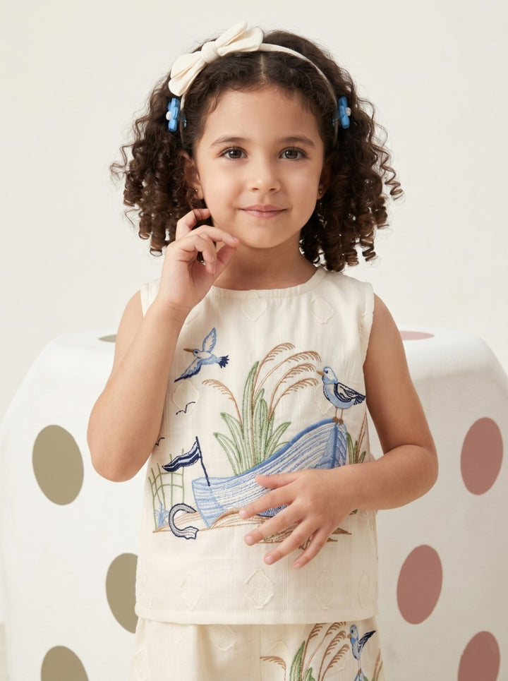 Joy ship embroidery cotton co-ord set