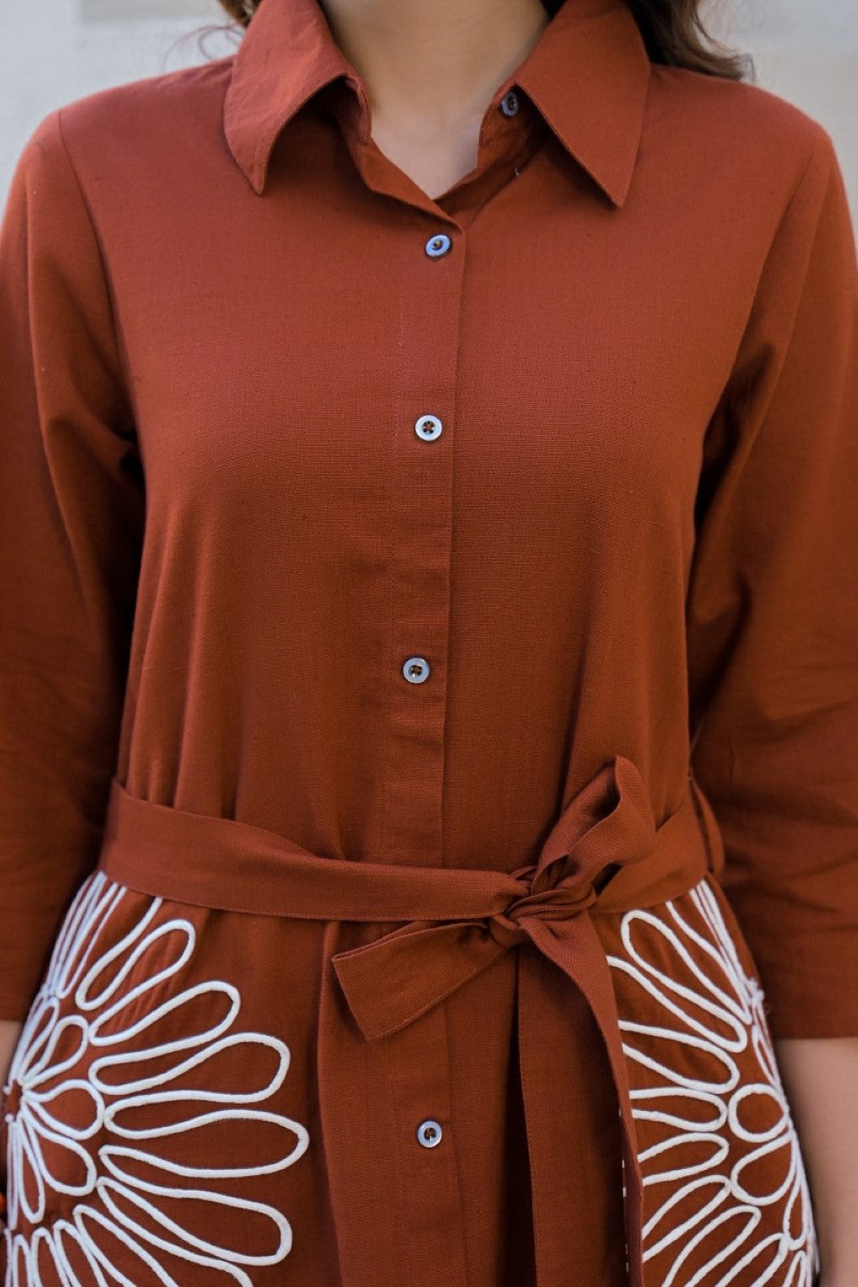 Tatva cedar embroidery cotton dress