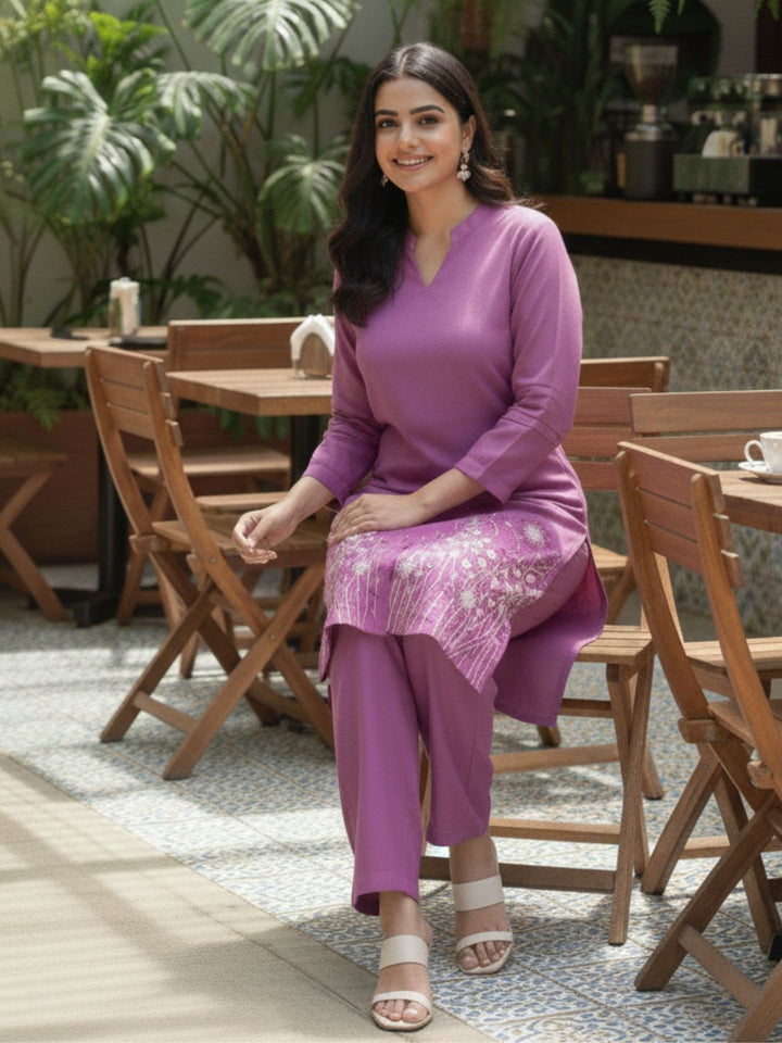 Viva Raisin embroidery cotton kurta  pant set