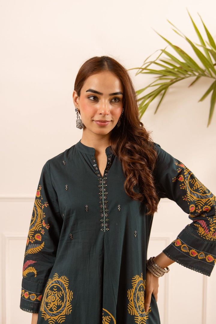 Karen marine printed kurta pant set