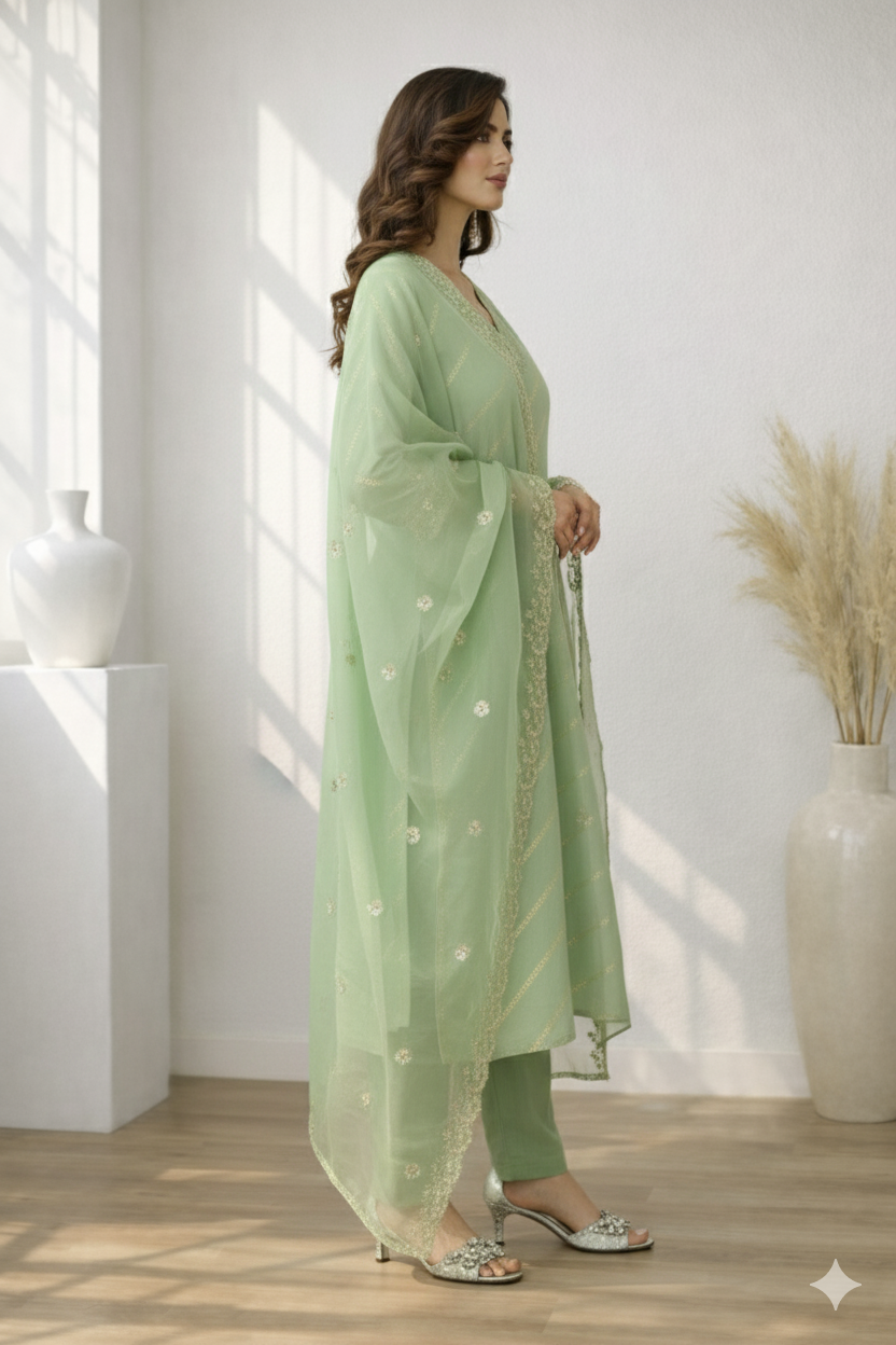 Palash Minty Full Work Suit Set