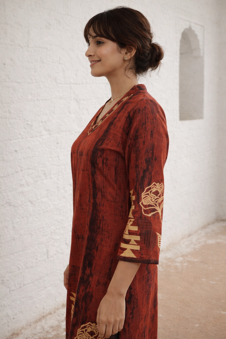 Swades Tangerine cotton co-ord set