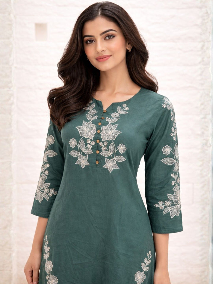 Chandri Viridian Embroidered Kurti