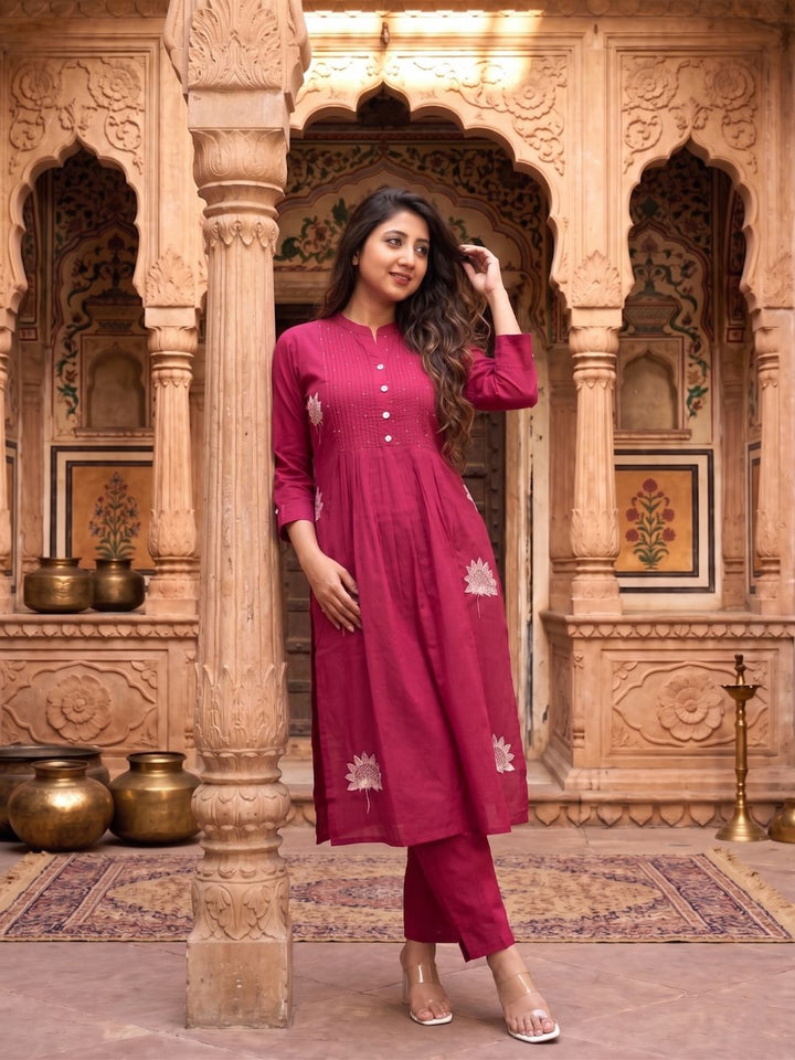 Nabha Rose Embroidered Kurta Pant Set