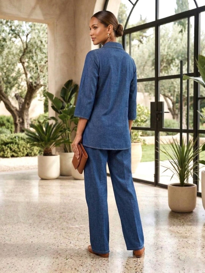 Prisha aero embroidery denim co-ord set