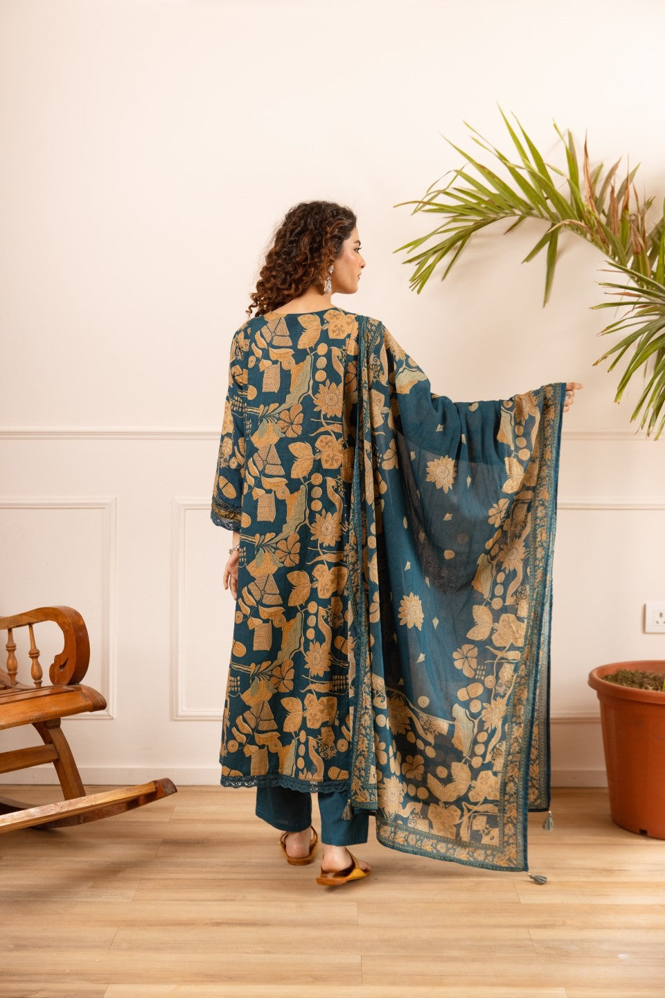 Karen sapphire cotton suit set