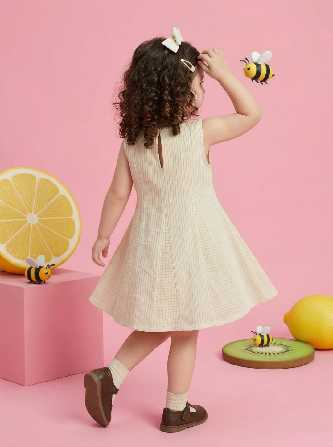 Joy caramel kids cotton dress
