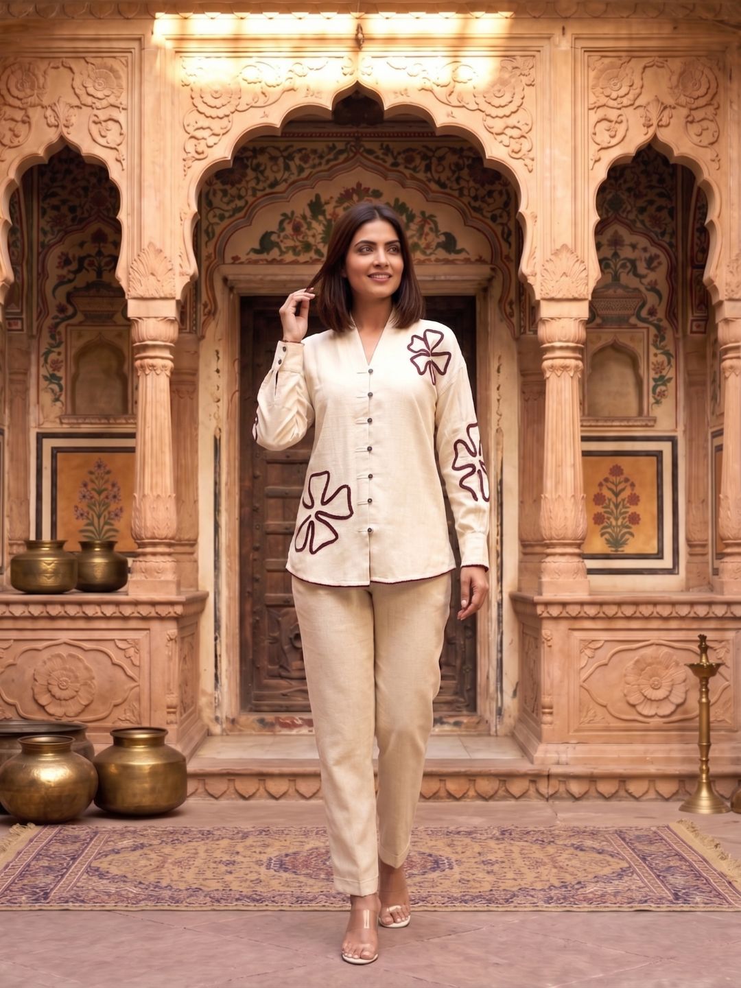 Wespret parch embroidery cotton co-ord set