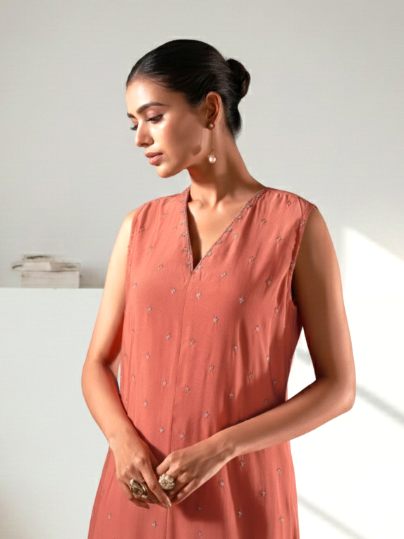 Alena Rust Work Co-ord Set comes with Stole