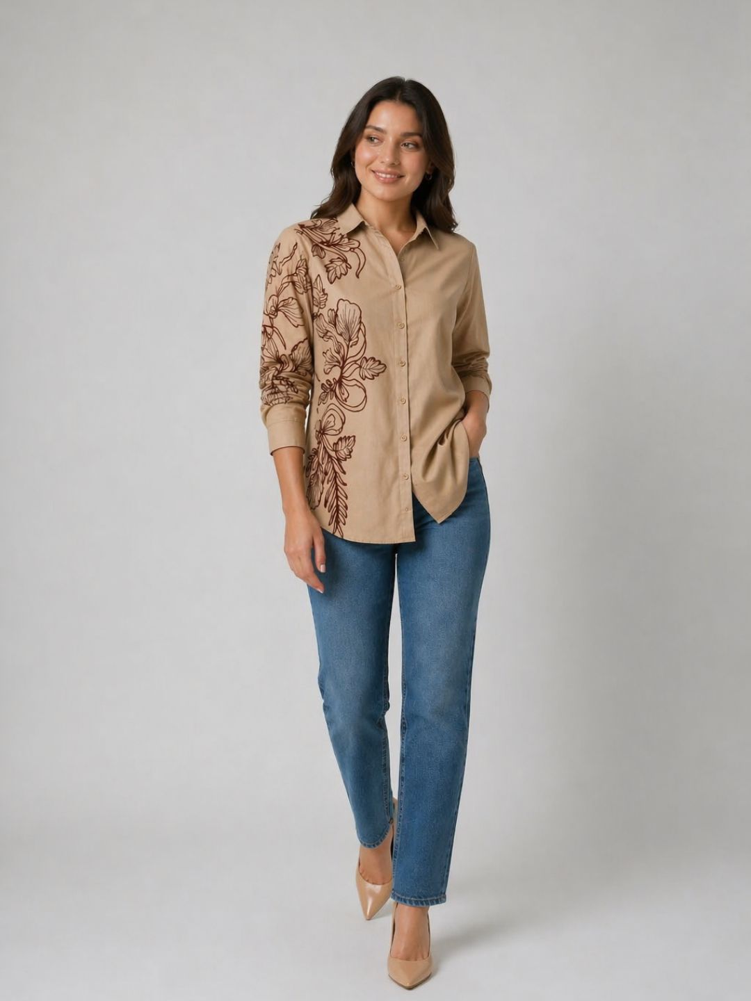 Drona Tuscan embroidery cotton shirt