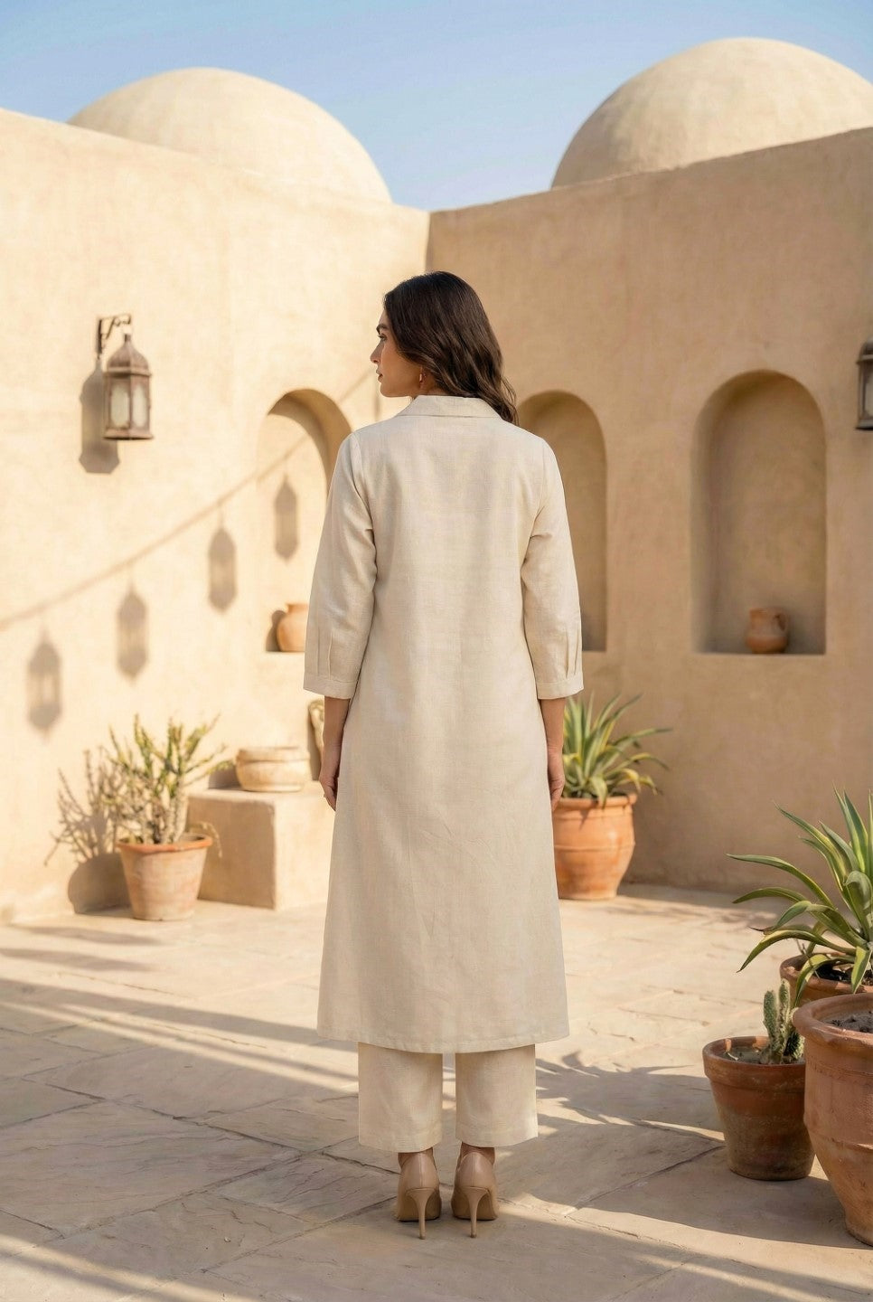 Sargi Harp embroidery Cotton kurta pant set