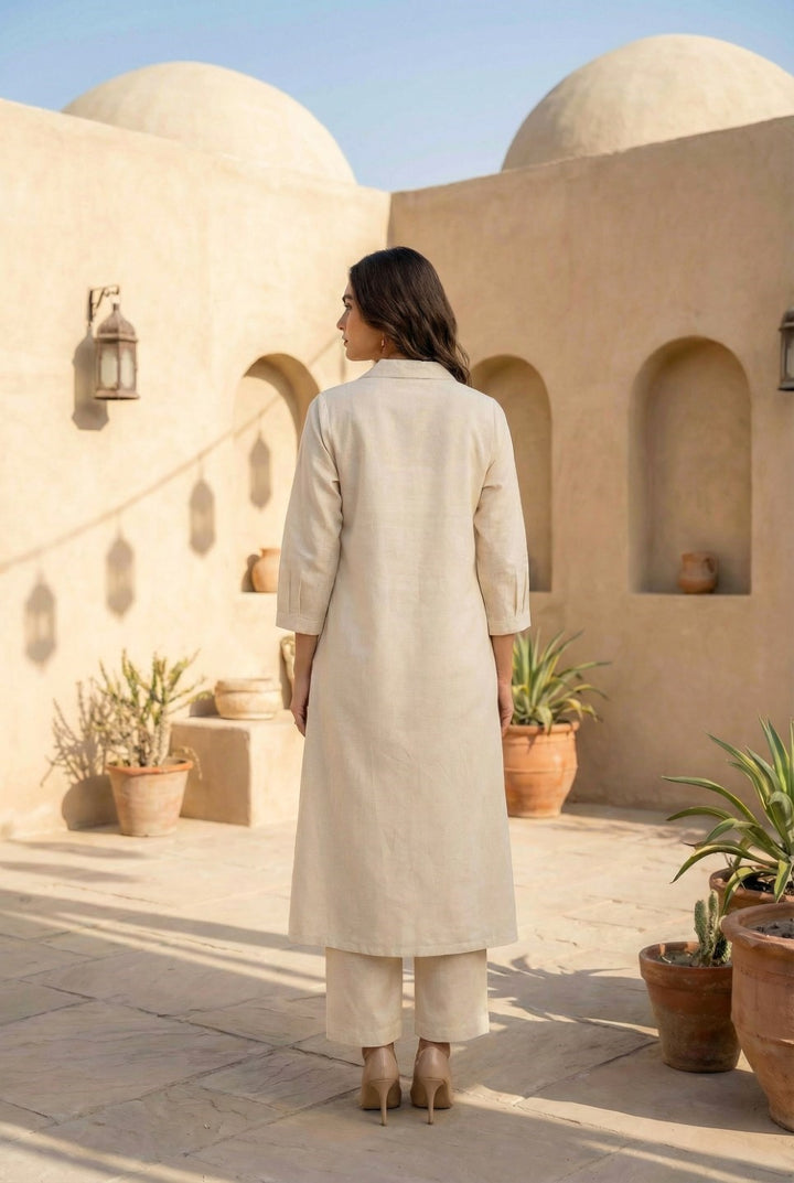 Sargi Harp embroidery Cotton kurta pant set