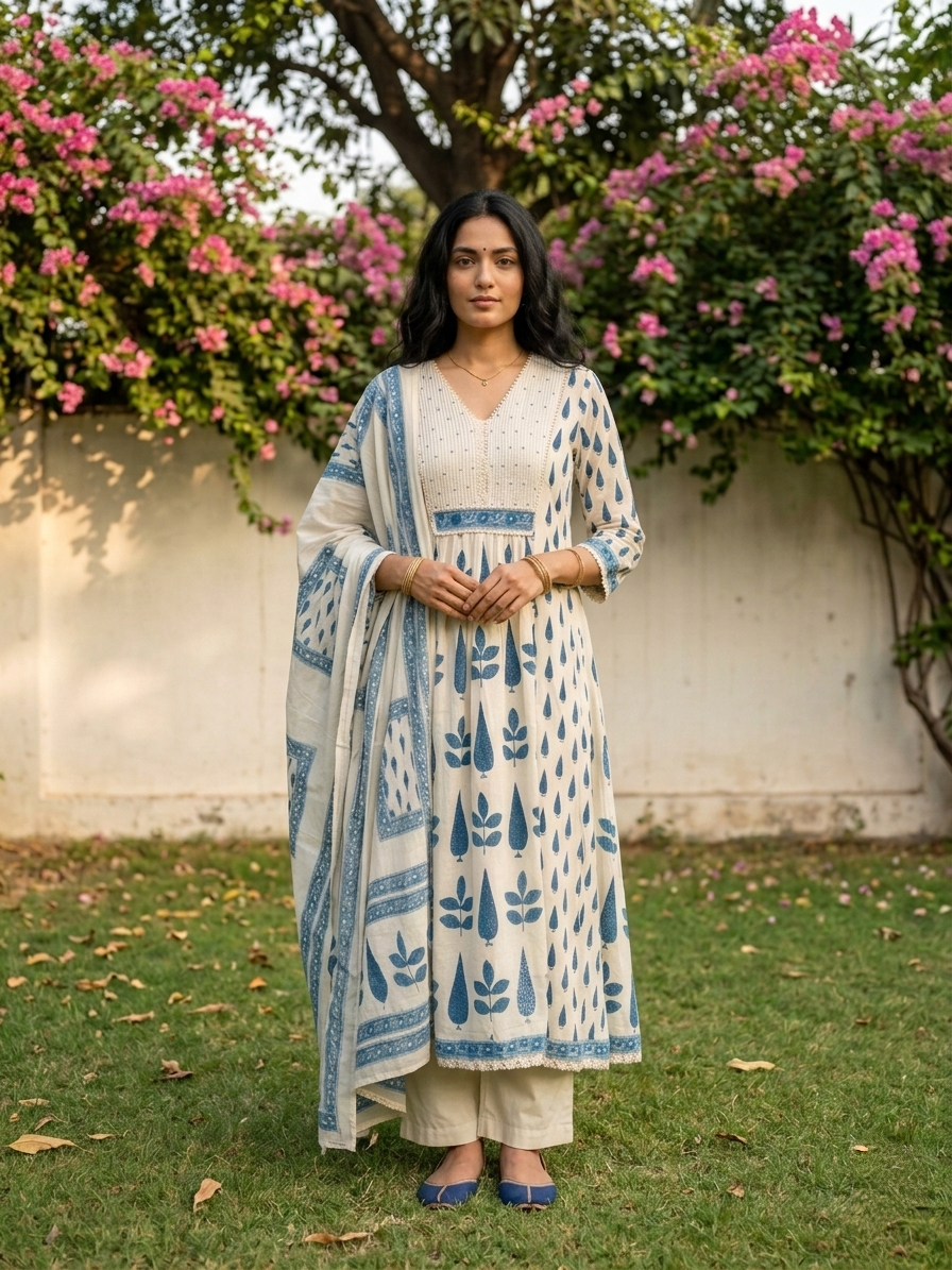 Swades parch cotton suit set
