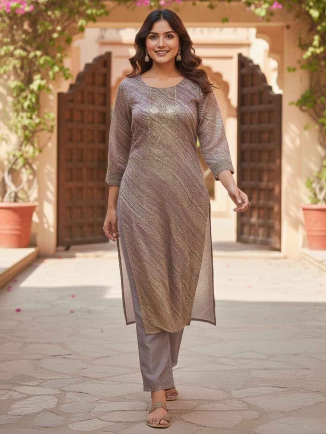 Malvika Plum Heavy Work Suit Set