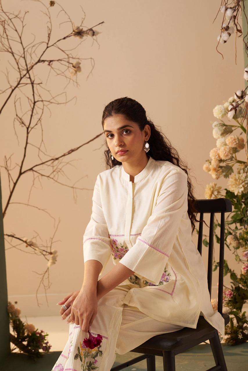 Tisca Harp embroidery Co-ord Set