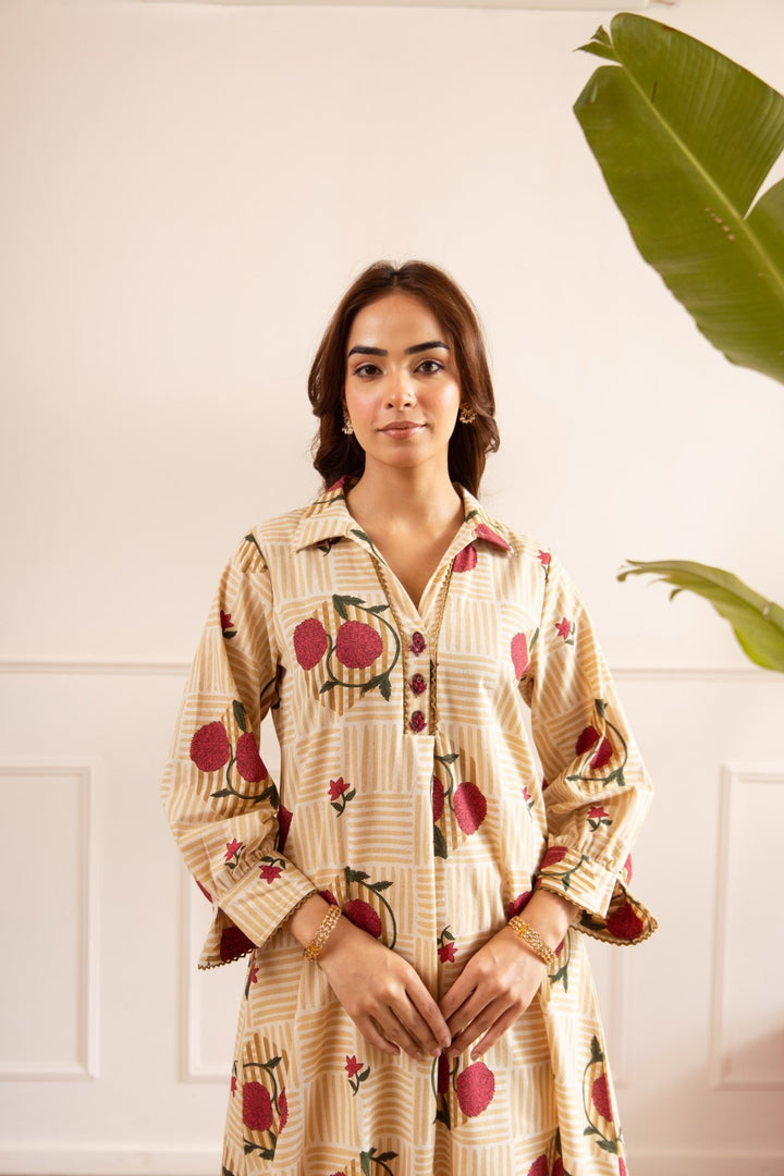 Karen sand Cotton kurta pant set